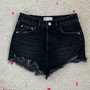 Zara black denim shorts